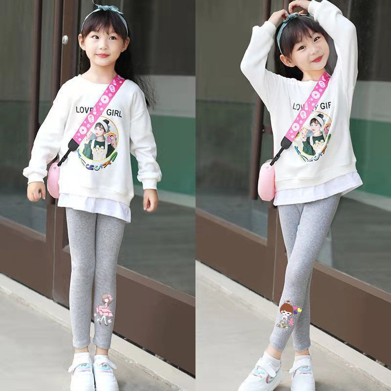 女童打底裤春秋外穿儿童中大童薄款女孩弹力洋气运动修身小脚长裤