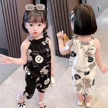 女童夏季套装2024新款韩版女宝宝无袖背心短裤夏装儿童洋气两件套