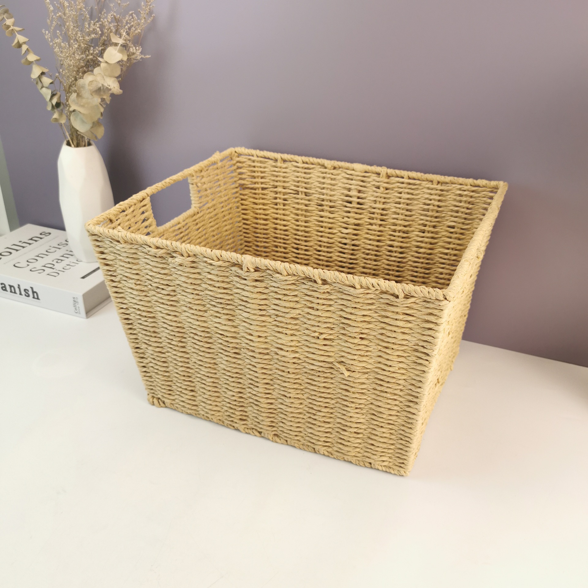 纸绳材质编织收纳筐曹县编织工艺品家用玩具收纳筐杂物编织收纳筐