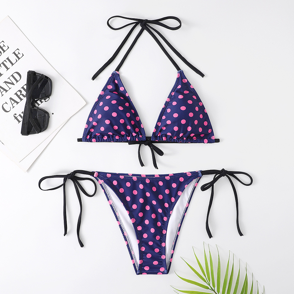 靓焱2022新款比基尼泳衣 lazada亚马逊ebay海边波点印花bikini女