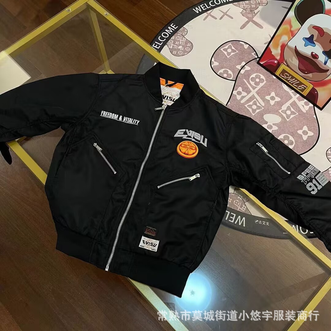 23秋季ev福神刺绣飞行员棒球服夹克外套 宽松休闲日常男女情侣款