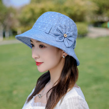 韩版帽子女盆帽中老年春夏时尚百搭遮脸太阳帽妈妈可折叠遮阳布帽