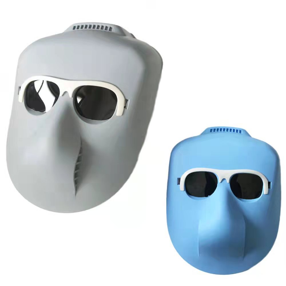 厂家货源灰色塑料鬼脸面罩防护电焊面罩隔热耐高温轻便透气防强光