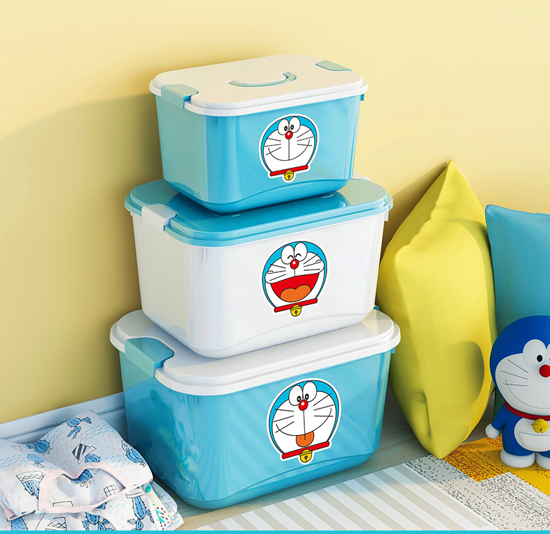 儿童玩具收纳箱塑料带提手衣服整理箱卡通家居储物箱有盖储物箱子