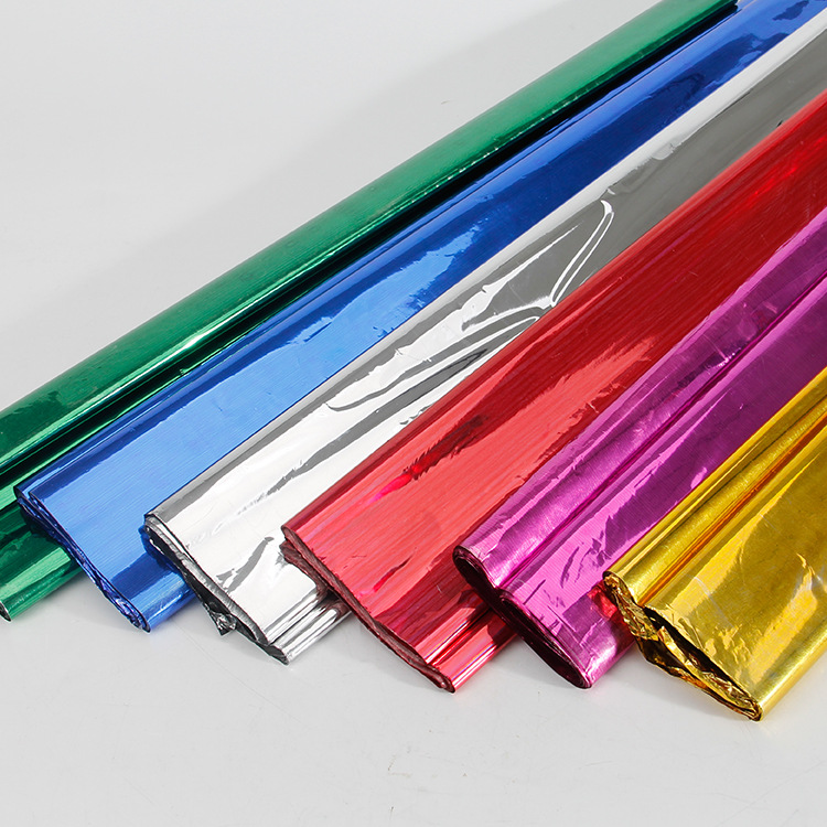 电光纸彩色手工剪纸闪光纸亮光纸装饰塑料亮片包装纸婚庆纸 50*50