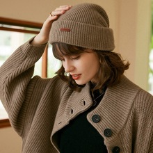 秋冬季帽子男女通用包头帽纯山羊绒加厚保暖毛线帽百搭针织套头帽