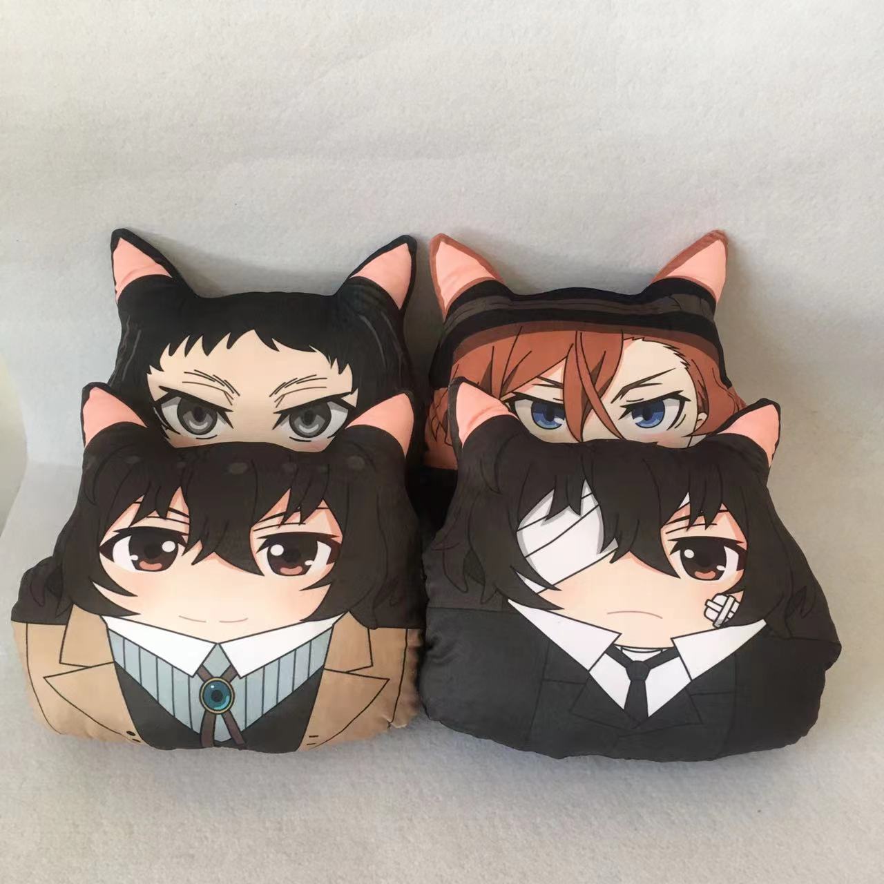 动漫周边文豪野犬暖手捂太宰黑治抱枕毛绒公仔龙之介中也玩偶现货