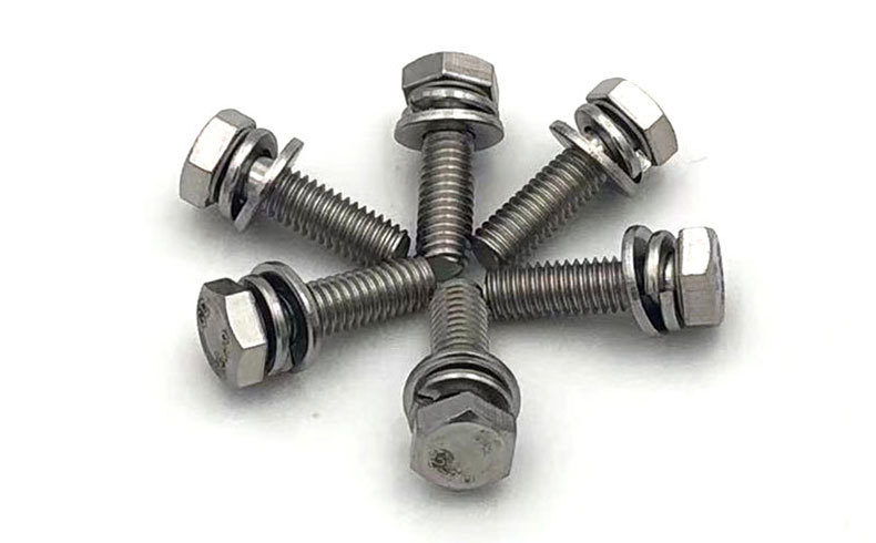 批发304不锈钢切边外六角螺栓弹簧垫圈和平垫圈组合螺丝螺钉m6x20