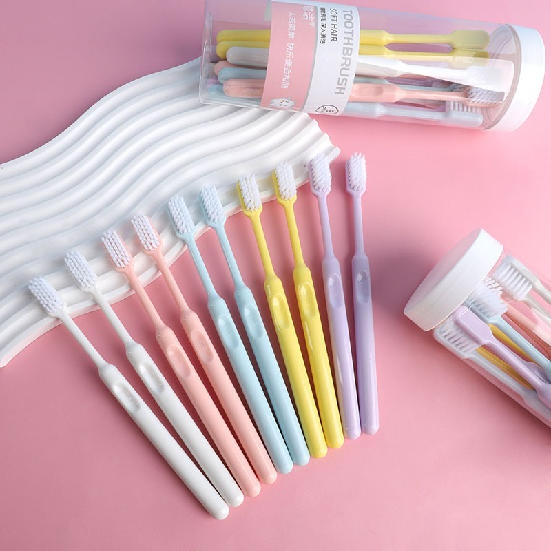 Repair Candy Color Smiley Face Barrel Toothbrush Soft Hair 10 PCs Macaron Couple Toothbrush Department Store Supermarket Wholesale