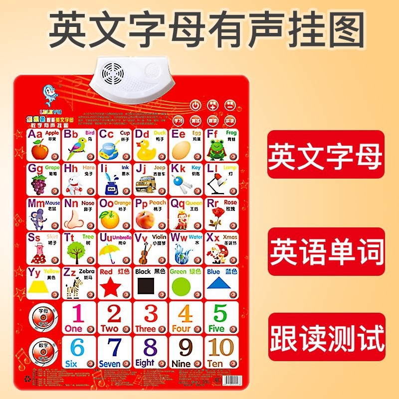 儿童早教26个英语英文字母表有声挂图学英语英标发音abcd全套墙贴