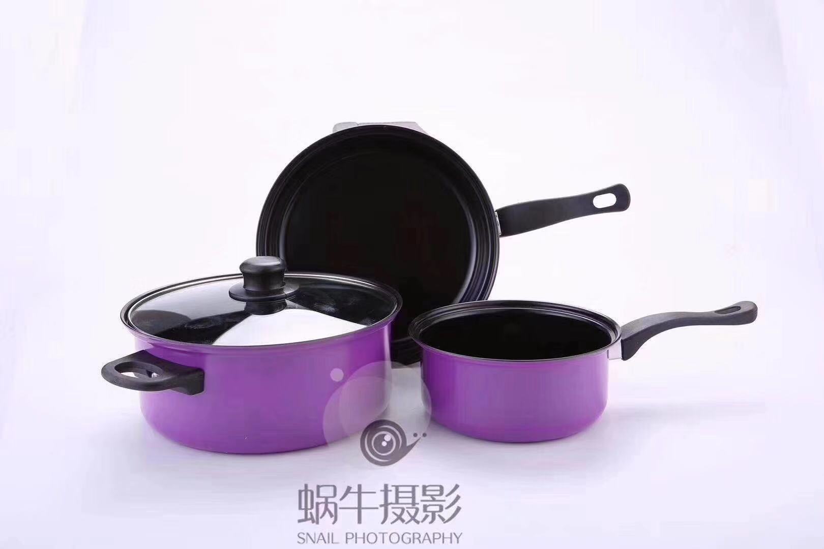 Colorful Non-Stick Three-Piece Set Best Luck Year by Year Three-Piece Flat Non-Stick Pan Pot Set Creative Activity Gift Pot