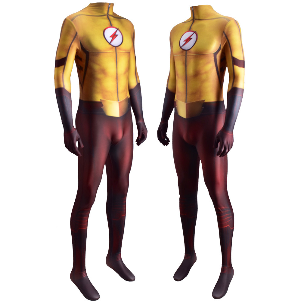闪电侠costhe flash 闪电小子kid flash连体紧身衣