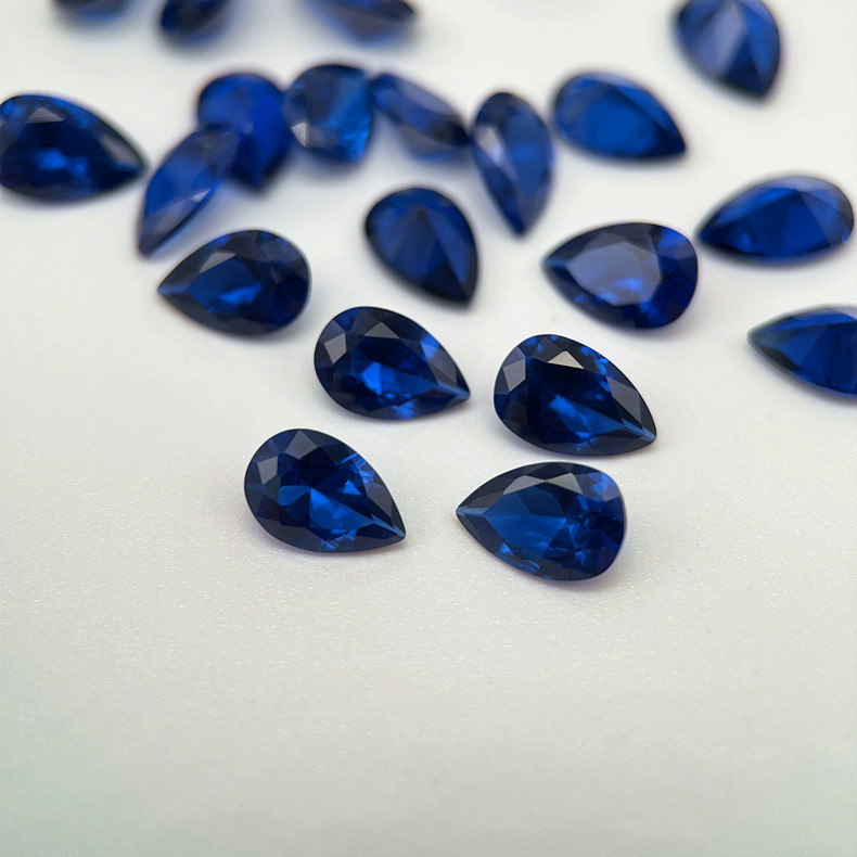 庆兴尖晶蓝113#水滴合成宝石裸石蓝宝石梨形尖底石头源头厂家配件