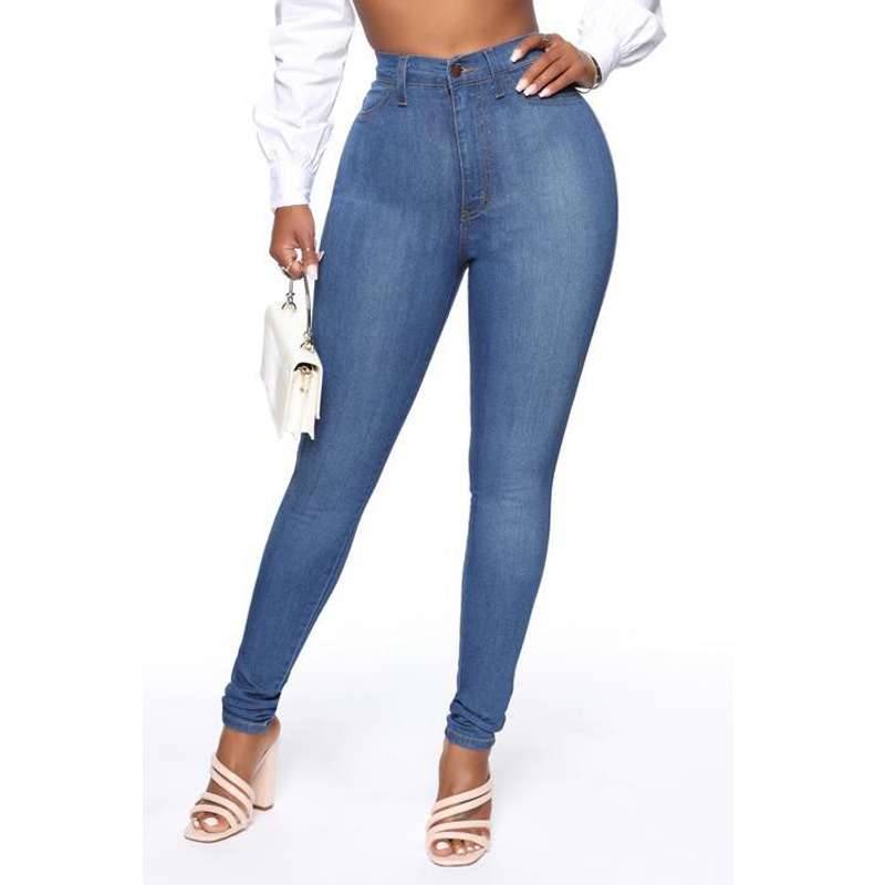 Jeans Cross-Border Foreign Trade Manufacturer Denim Women's Pants Slim and Tall Looking Slim Stretch Jeans Pencil Pants Factory Supply