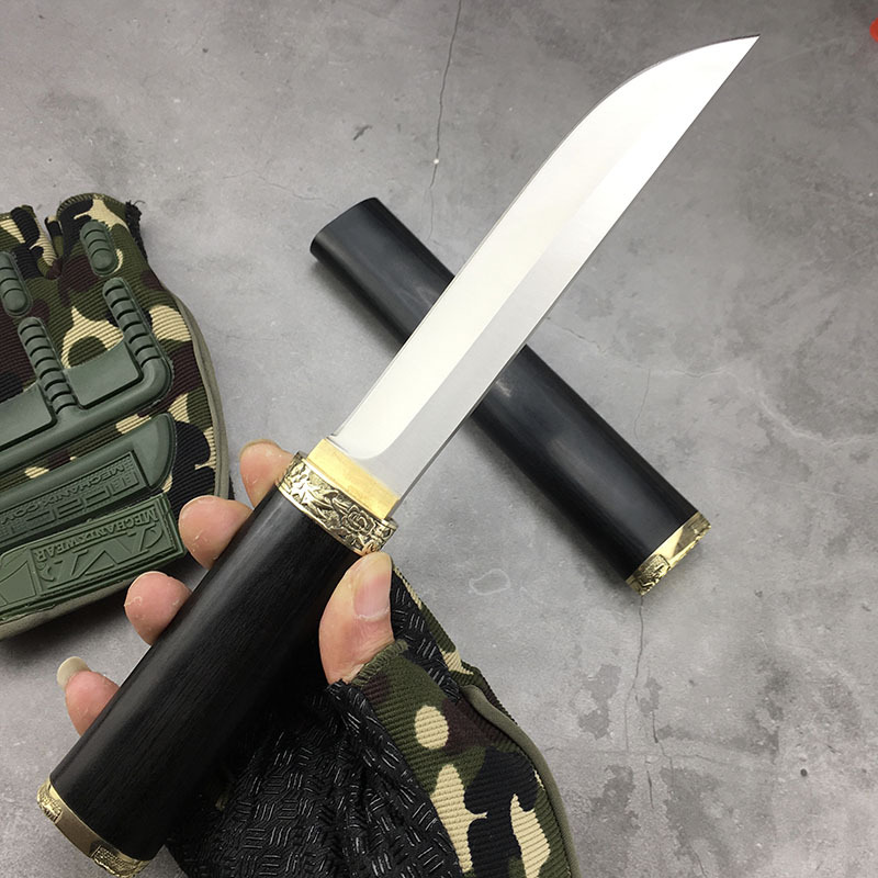 日本武士短刀锋利一体龙骨高硬度户外刀具直刀防身随身野外求生刀