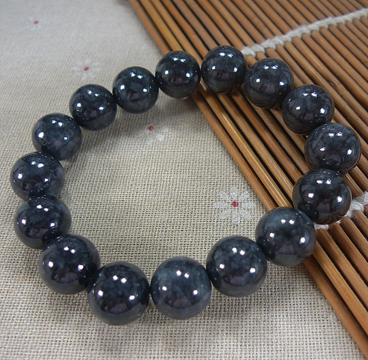 缅甸a货翡翠乌鸡种13mm手串冰种玉石珠子手链男女款玉器手链手串