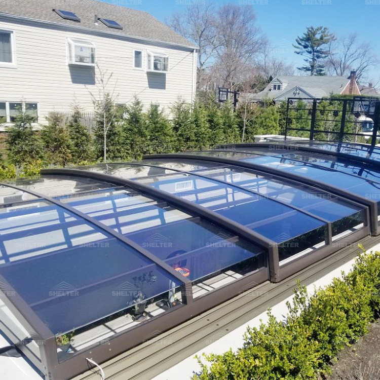 商用露天智能移动天幕 高强度铝合金玻璃房 敞开式庭院下沉阳光房