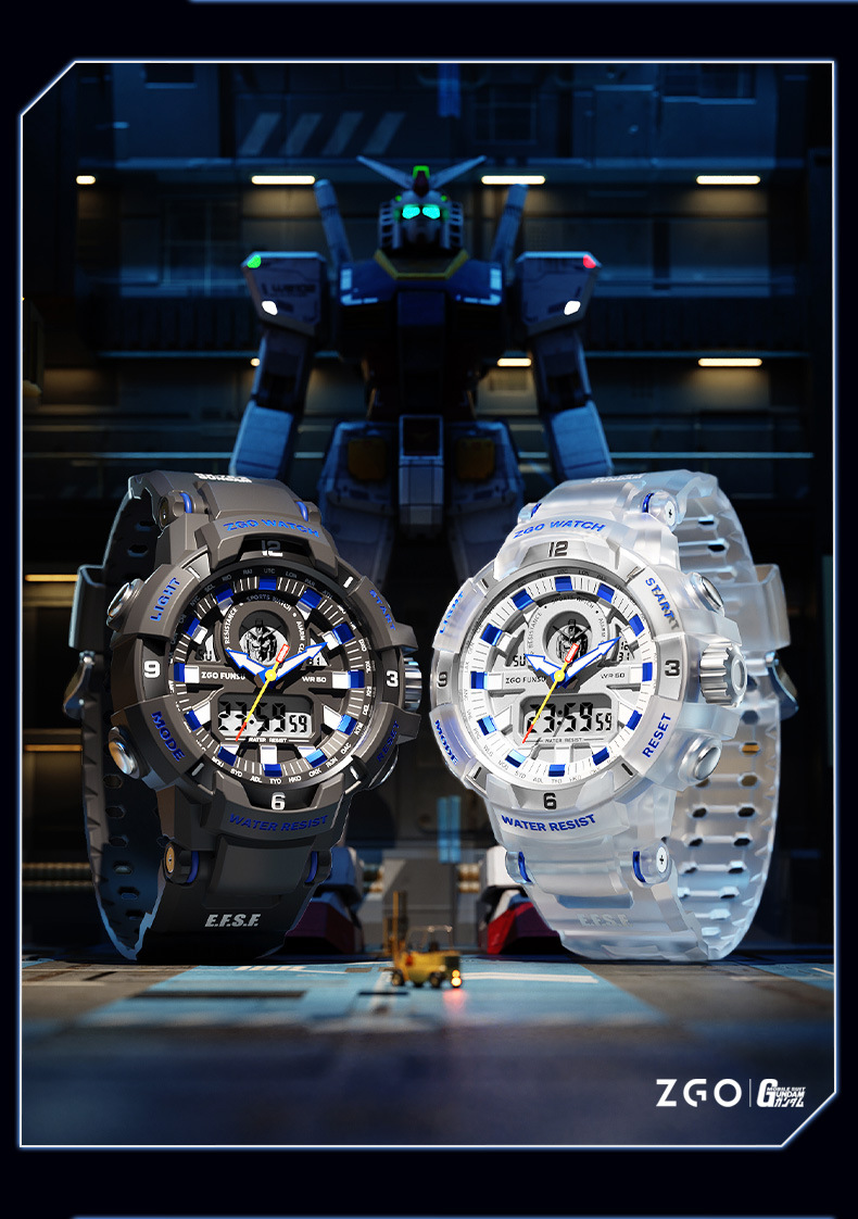 高达正品电子手表男学生时尚潮流大表盘男士运动防水闹钟电子表男