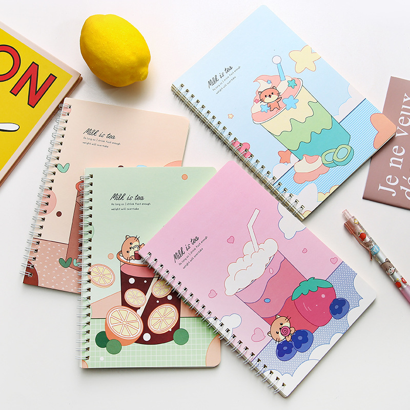 Korean Style Ins Cute Sweet A5 Coil Notebook Student Fresh Notepad Journal Book Cartoon Loose-Leaf Notebook