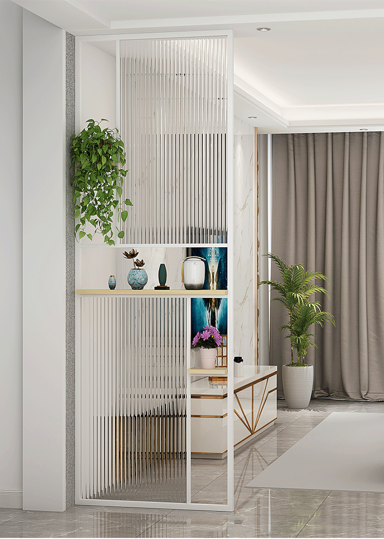 北欧轻奢铁艺玻璃屏风套房入户玄关网红墙餐厅浴室洗手台边墙隔断