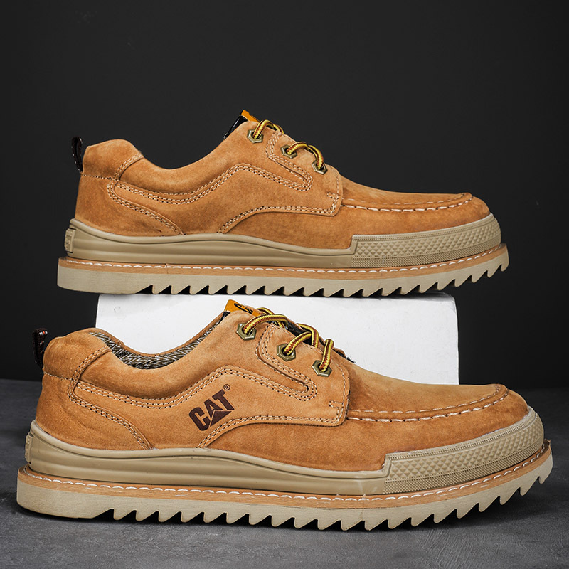 春秋外贸热销爆款cat卡特头层真皮低帮休闲工装男皮鞋户外运动鞋