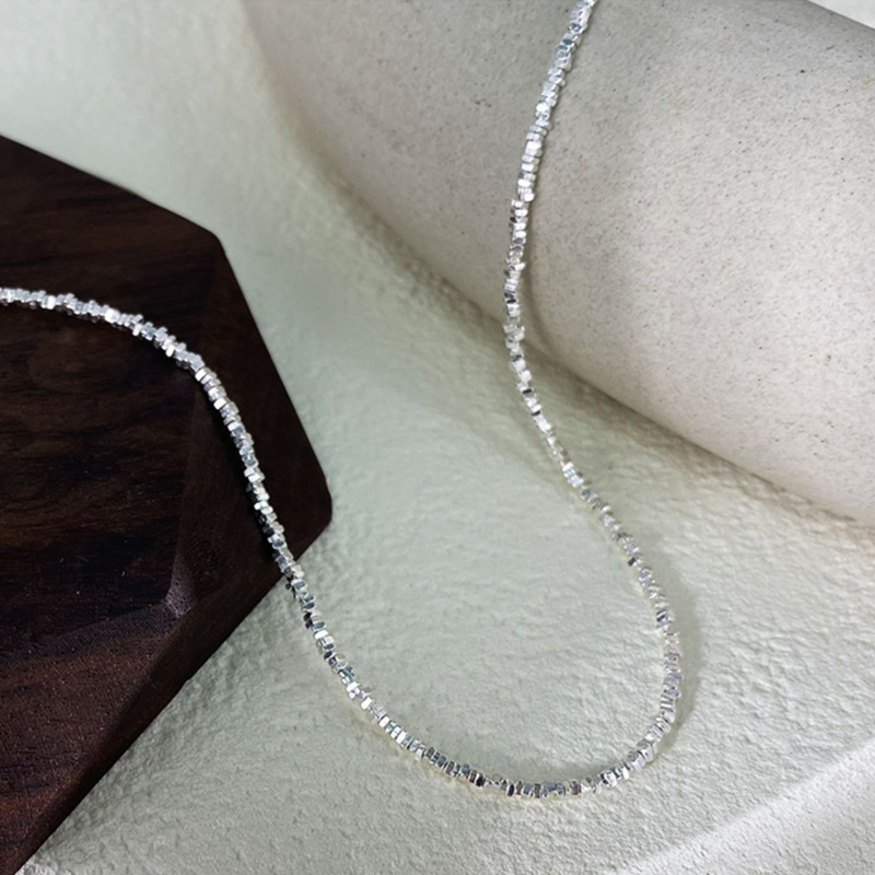 S999 Pure Silver Broken Silver Necklace for Women Korean Style Clavicle Chain Light Luxury Minority Design Best-Seller on Douyin Wholesale