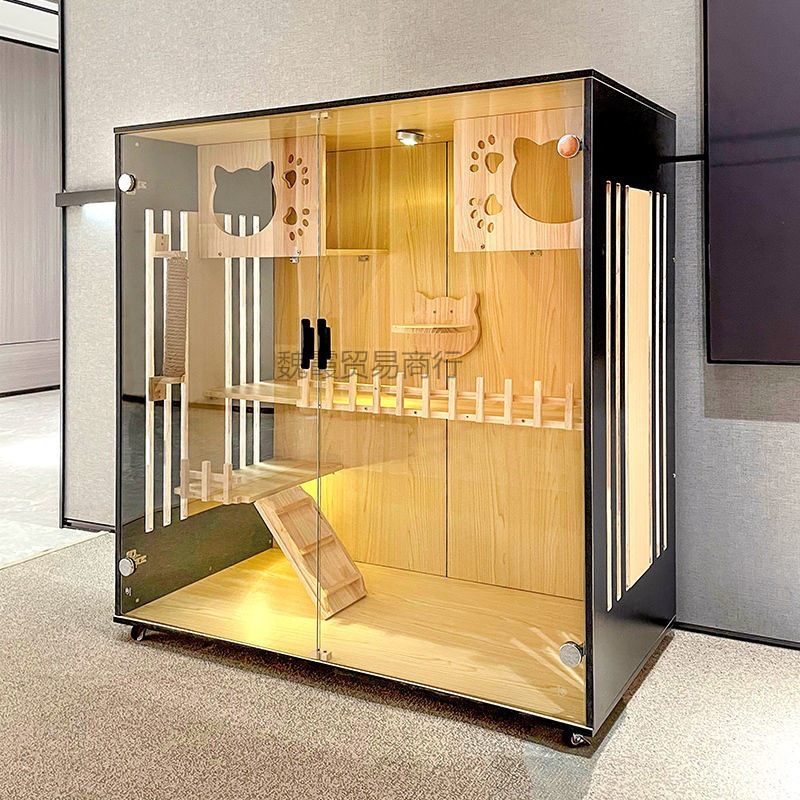 包邮实木猫笼别墅超大号豪华猫笼子猫舍猫屋家用室内猫咪房子猫窝