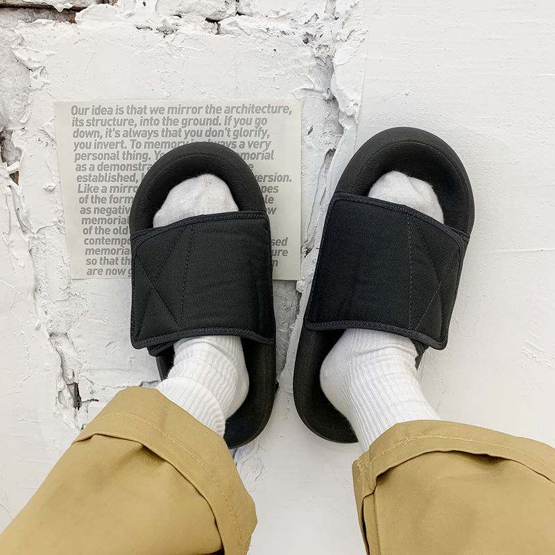 yeezy 侃爷同款椰子拖鞋男女外穿夏季一字面包厚底魔术贴沙滩凉鞋