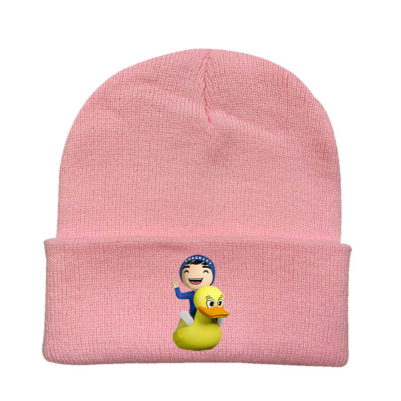 跨境2021秋冬新款腈纶印花针织帽网红博主quackity帽子图案定制