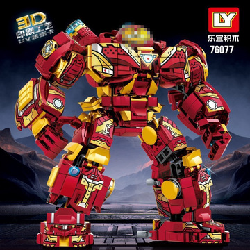 乐宜76077复仇者mk狂热战甲钢铁机甲浩克兼容乐高diy积木玩具礼物