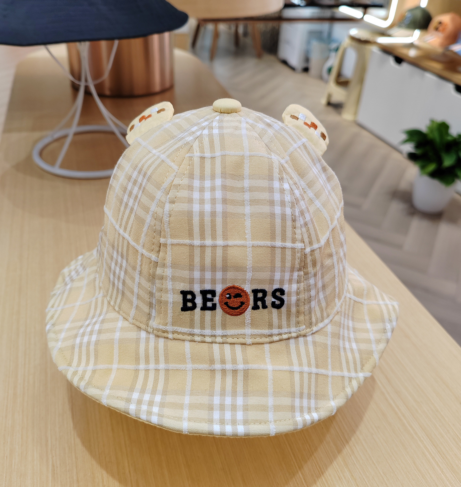 Children Hat Bucket Hat Dudula Children's Bucket Hat Sun Protection Sunshade Plaid Smiley Face Bucket Hat