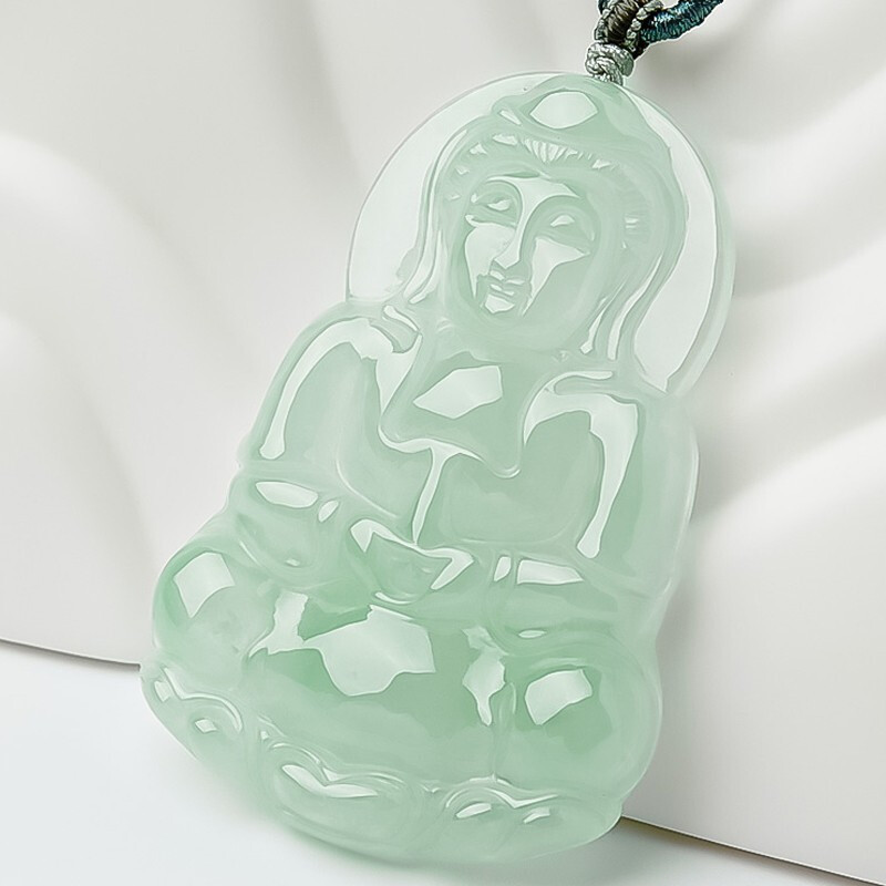 冰糯种翡翠观音吊坠男女款玉观音玉坠挂坠珠宝颈饰项链