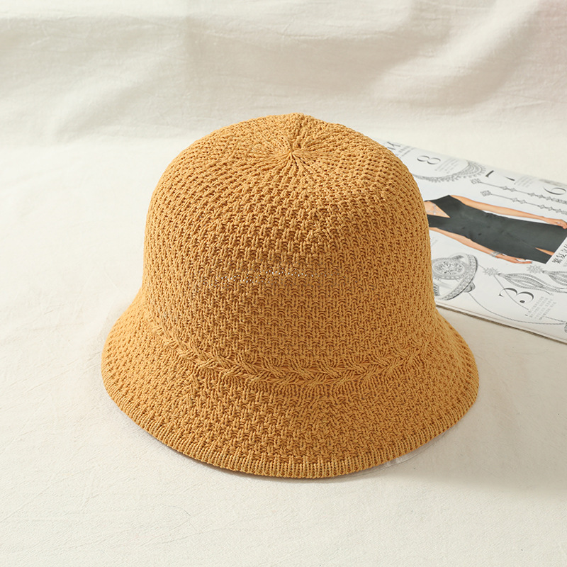 2023 Spring/Summer New Style Fisherman Hat Korean Style Sun-Proof Basin Hat Breathable Knitted Thin Foldable Sun Protection Sun Hat
