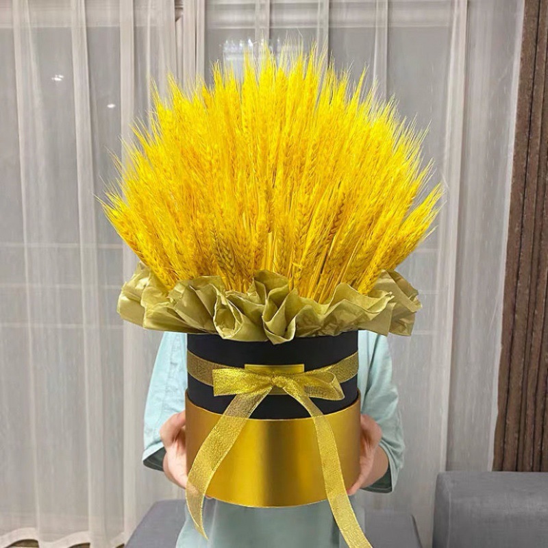 开业花篮鎏金抱抱桶大麦花束桌面装饰摆件大气实用小麦礼品独立站