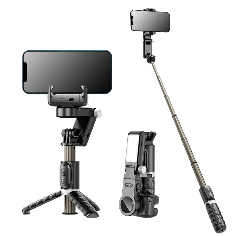 Cross-Border Private Model Q18 Mobile Phone Stabilizer Selfie Stick Panoramic and Shooting Fill Light Anti-Shake Hand-Held Tripod Head Shooting Stabilizer