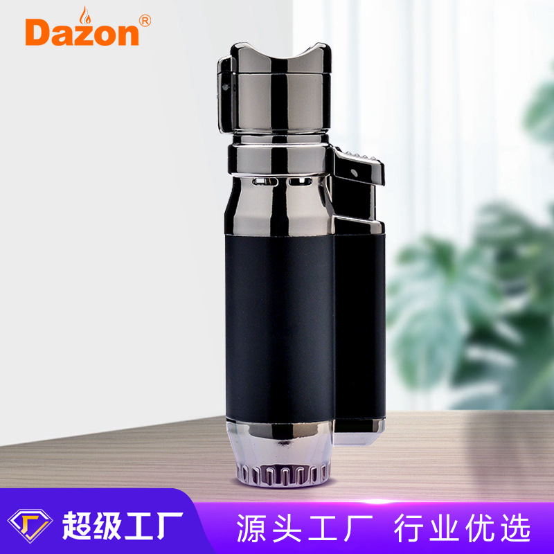 Four Direct Punch Gift Lighter with Insurance High Temperature Point Cigar Cigarette Lighter Wenzhou Windproof Metal Lighter Wholesale