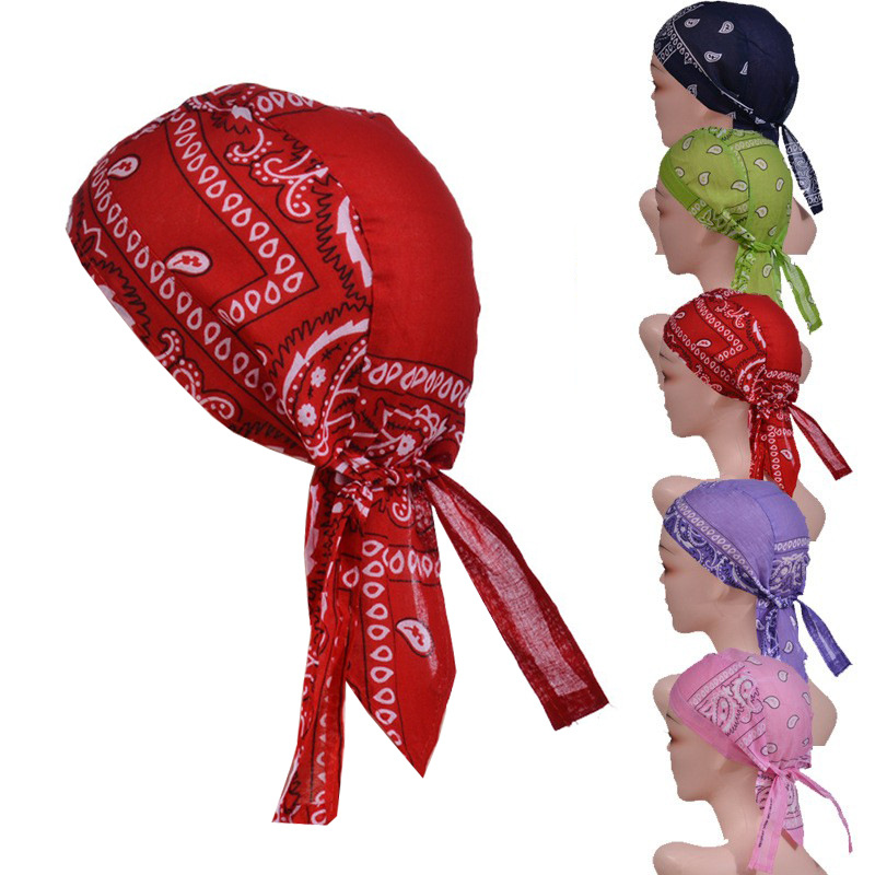 腰果花骑行海盗帽 涤纶防晒吸汗印花街舞头巾跨境户外骑行运动帽