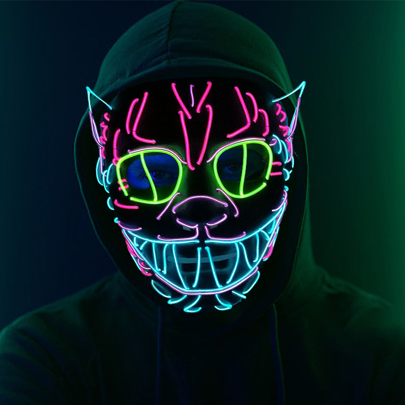 新款创意冷光线发光面具可爱猫头儿童玩具欧美造型化妆电影面具