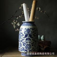 景德镇青花陶瓷花瓶新中式字画缸书房办公室客厅摆件画筒厂家直销