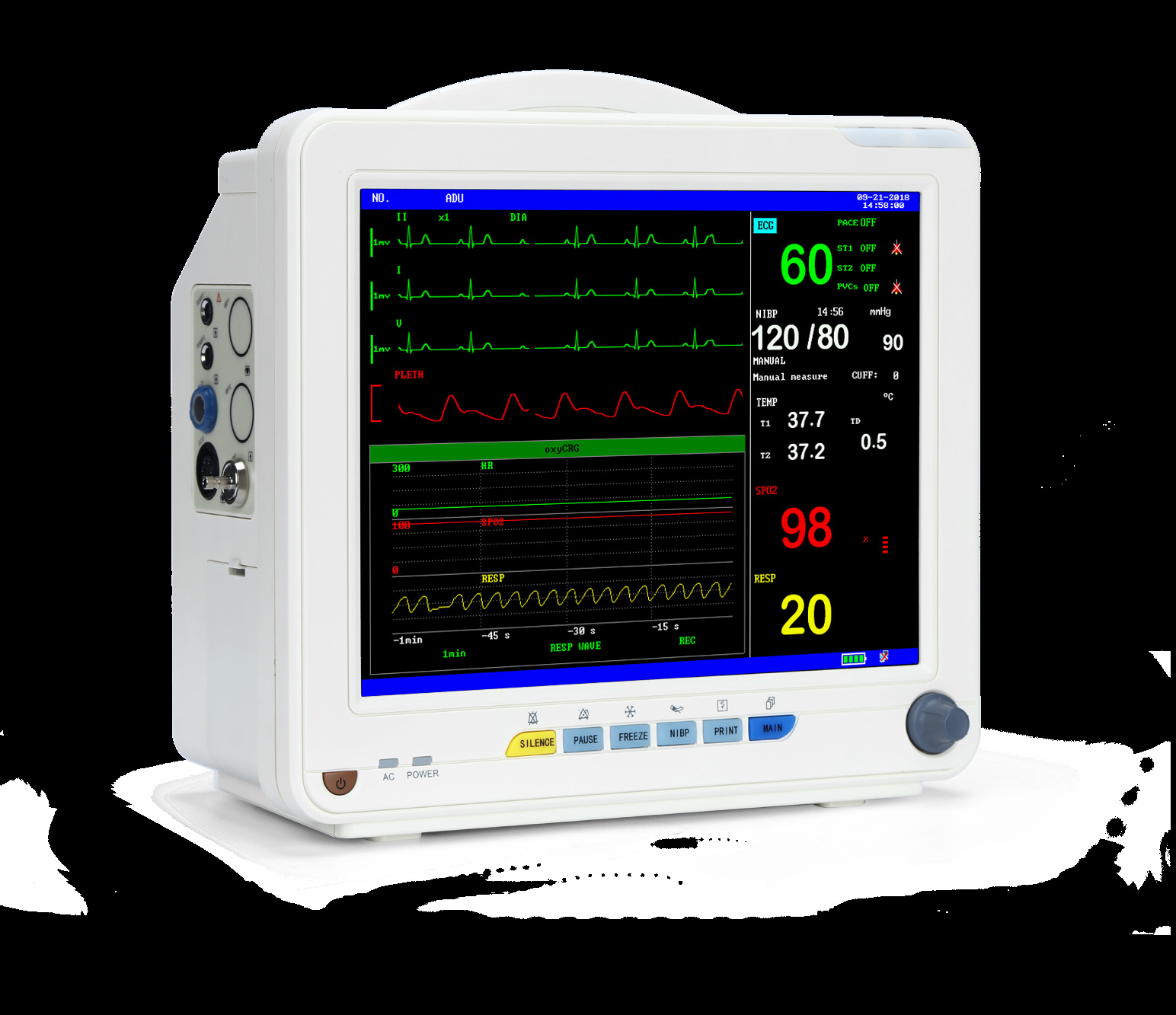 多通道多参数心电监护仪12寸 智能检测血压血氧床旁监测 snp900n