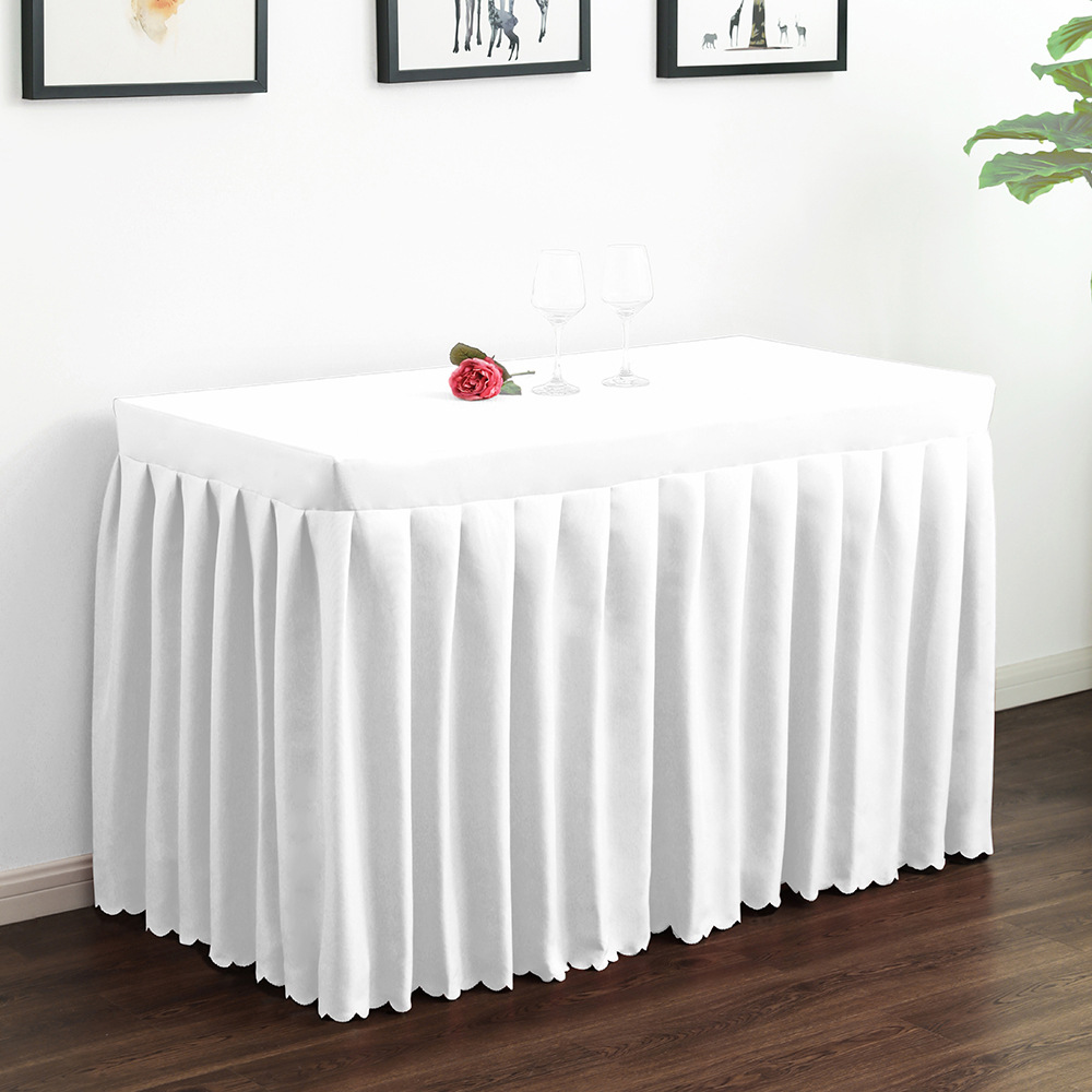 酒店婚庆典红色加厚弹力桌罩活动会议办公长方形桌套裙摆桌裙