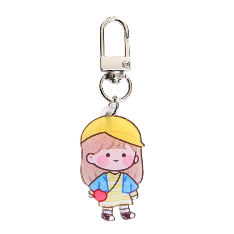 New Cute Acrylic Keychain Cartoon Girl Partysu Bag Decorative Pendant Girl Heart Key Accessories