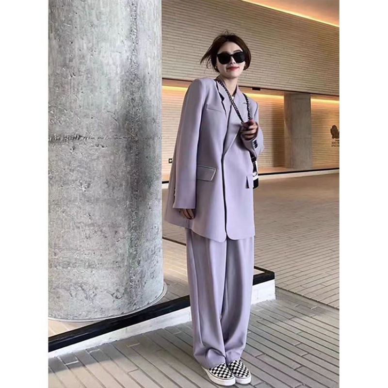 时尚休闲高级西装外套女2024春秋新款韩版宽松显瘦两件套西服套装
