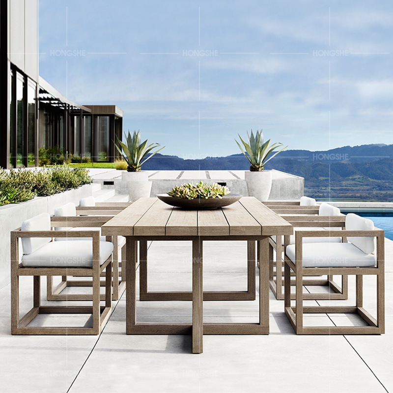 柚木别墅户外桌椅庭院露天花园实木室外休闲设计师防腐木桌椅