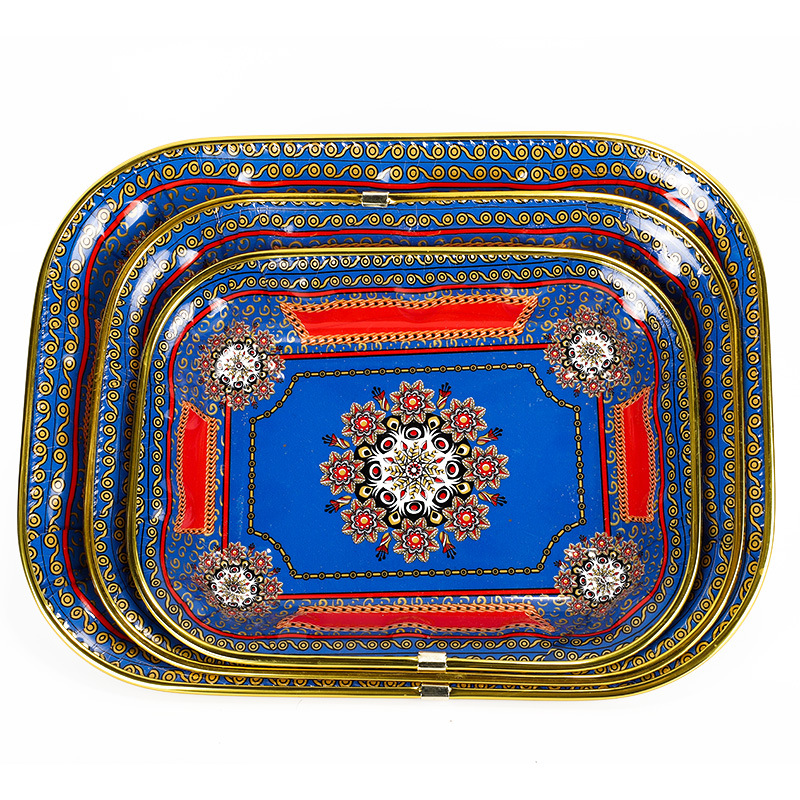 Plate Amazon Foreign Trade African Ethnic Style Plastic Tray a Disposable Plate Household Dish Pasta Salad Dish Fruit Plate