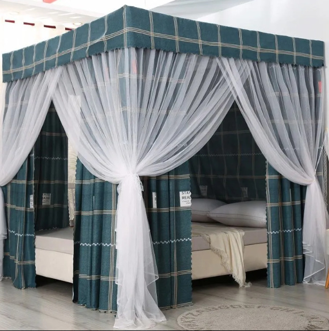 遮光蚊帐床帘家用落地一体式卧室加厚封闭床不透明床幔单双人床