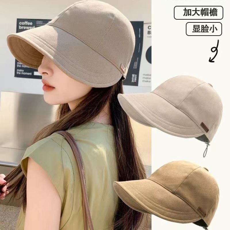 Hat Women's Plain Face-Looking Small Fisherman Hat Adjustable Uv-Proof Casual All-Match Wide Brim Peaked Cap