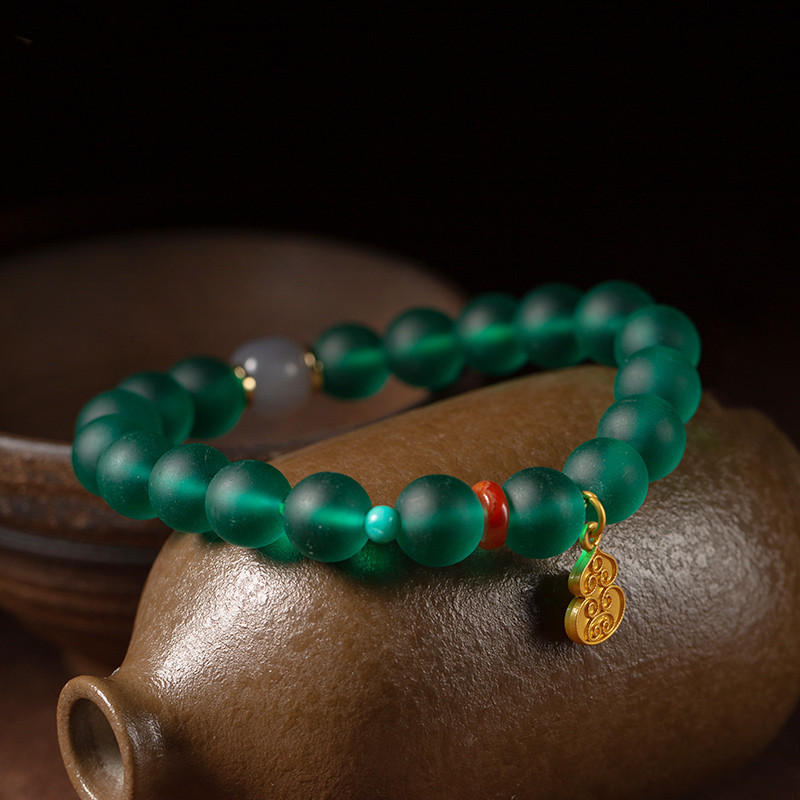 尼泊尔琉璃手链10mm单圈吉祥福禄手串diy女款 复古单圈佛珠饰品