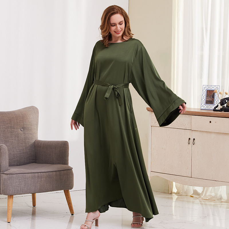 Cross-Border Women's Clothing TikTok Middle East Turkey Solid Color plus Size Multicolor Robe Dress Xg2050