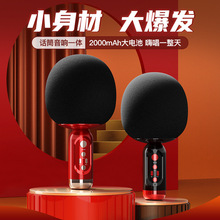 乐柏K2新款无线蓝牙麦克风话筒音响一体蘑菇头唱歌话筒礼品批发